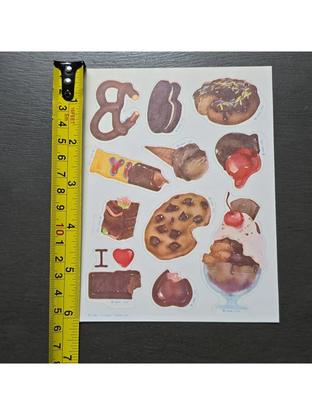 Rare 1982 Vintage  Hallmark Chocolate Matte Scratch & Sniff Sheet Stickers Food